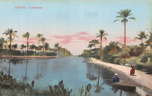 A940 Ägypten Landschaft Fluss Bäume Vintage Postkarte