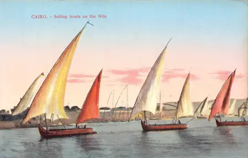 A940 Ägypten Kairo Segelboote auf dem Nil Vintage Postkarte