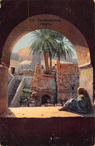 A938 Tunesien Kontemplation Ensueno Kind Vintage Postkarte