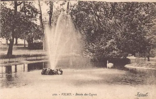 C067 Frankreich Vichy Bassin des Cygnes Vintage Postkarte