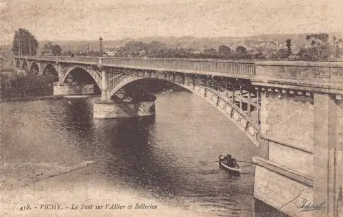 C067 Frankreich Vichy Le Pont sur l'Allier et Bellerive alte Postkarte