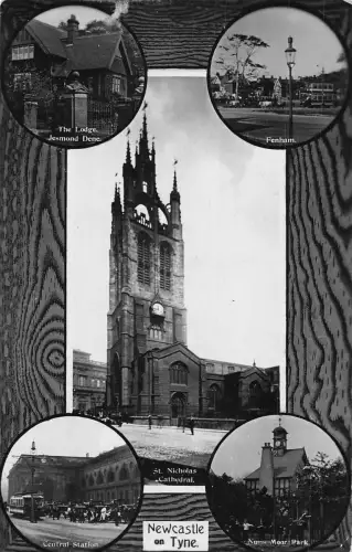 A942 England Newcastle on Tyne Cathedral Bahnhof Passepartout Postkarte