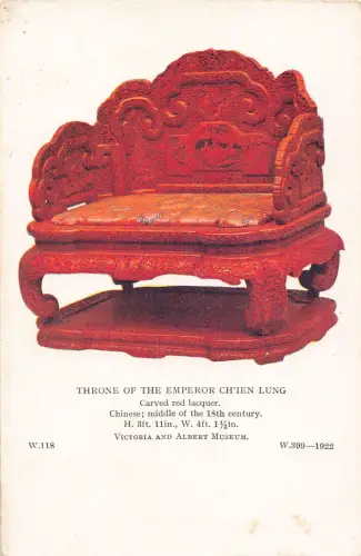 A984 Victoria and Albert Museum Throne of Emperor Ch'ien Lung Postkarte