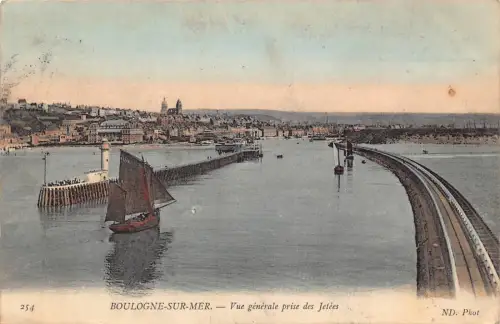 C062 Frankreich Boulogne sur Mer Vue generale prise des Jetees Vintage Postkarte