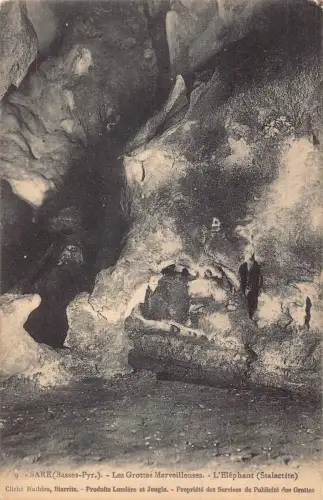 A979 Frankreich Sare Grottes Elefant Hotel Restaurant Werbe Postkarte