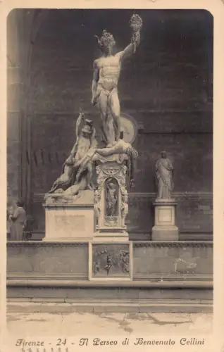 A955 Italien 1931 Perseo Benvenuto Cellini Statue RPPC Firenze Florenz Postkarte