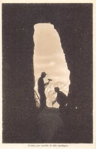A956 Italien Feritoia per vedetta in alta montagna Soldaten Pfeife Rauchen Postkarte
