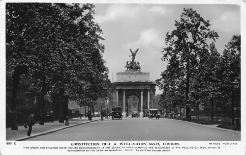 A950 England 1913 Constitution Hill and Wellington Arch London Vintage Postkarte