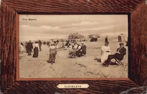 A950 England 1910 Cleveleys Beach Passepartout Vintage Postkarte