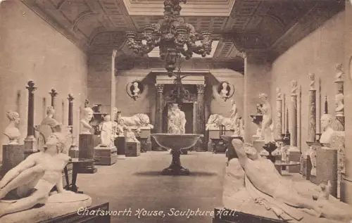 A950 England Chatsworth House Sculpture Hall Vintage Postkarte