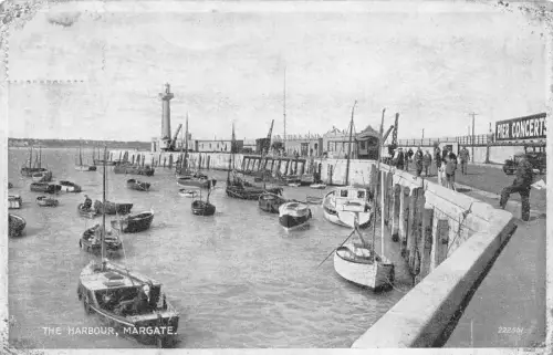 A952 England 1934 Margate Harbour Boats Vintage Postkarte