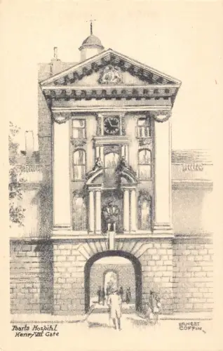 A942 England Barts Hospital Henry VIII Gate Art by Ernest Coffin Postkarte