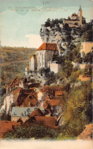 C075 Frankreich Rocamadour vue generale Prise de la Route Vintage Postkarte