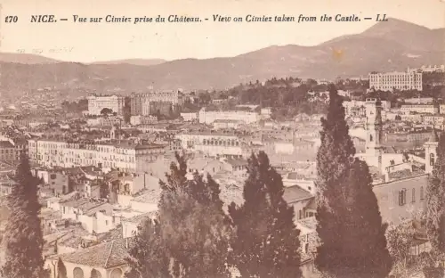 C073 Frankreich Schöne Ansicht auf Cimiez aus dem Schloss Vintage Postkarte