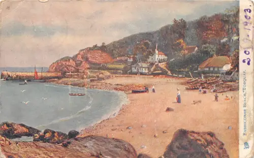 A946 England 1903 Babbicombe Beach Torquay Vintage Postkarte