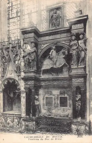 C075 Frankreich Kathedrale de Rouen Tombeau du Duc Breze Vintage Postkarte