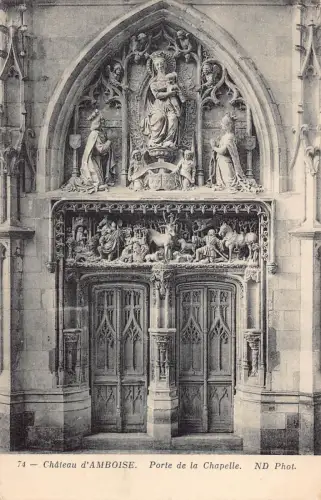 C075 Frankreich Chateau d'Amboise Porte de la Chapelle Vintage Postkarte