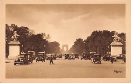 C068 Frankreich Paris Champs Elysees und Marly Pferde Vintage Postkarte
