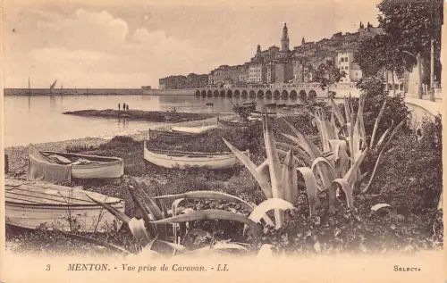 C071 Frankreich Menton vue prise de Caravan Vintage Postkarte