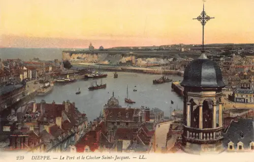 C073 Frankreich Dieppe Le Port el le Clocher Saint Jaques Vintage Postkarte