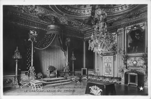 C068 Frankreich Fontainebleau Le Chateau Salle du Trone Vintage Postkarte