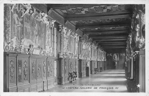 C068 Frankreich Fontainebleau Le Chateau Galerie de Francois Ier Vintage Postkarte