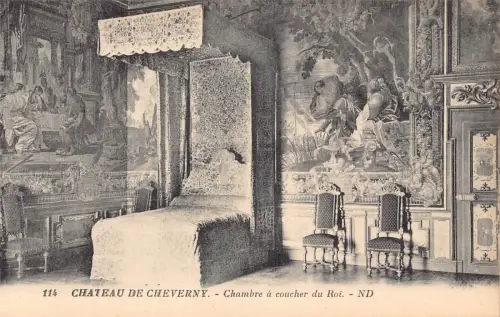 C063 Frankreich Chateau de Cheverny Chambre a coucher du Roi Vintage Postkarte