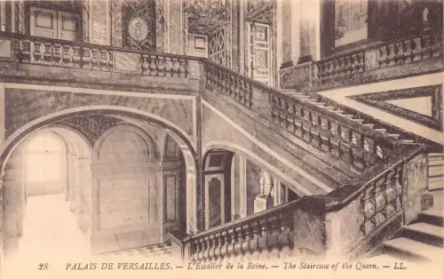 C063 Frankreich Schloss Versailles Die Treppe der Königin Vintage Postkarte