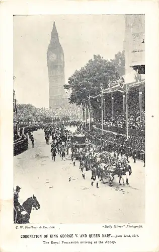 A984 Royalty Coronation King George V Queen Mary Procession Abbey 1911 Postkarte