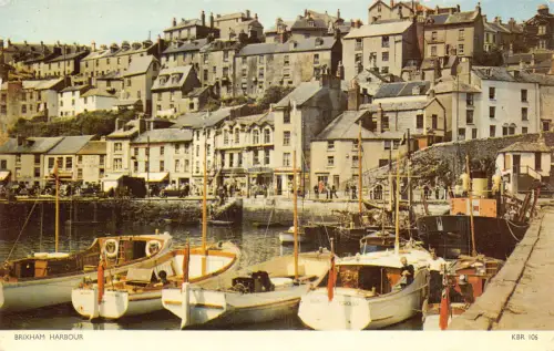 A982 England 1959 Brixham Harbour Boats RPPC Vintage Postkarte