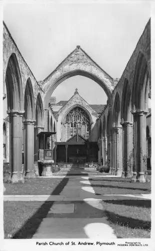 A980 England Plymouth Parish Church of St Andrew RPPC Vintage Postkarte