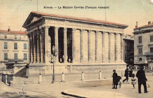 C061 Frankreich Nîmes La Maison Carree Tempel Römer 1909 Vintage Postkarte