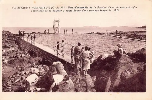 C061 Frankreich St-Quay-Portrieux - Meerwasser Schwimmbad Vintage Postkarte