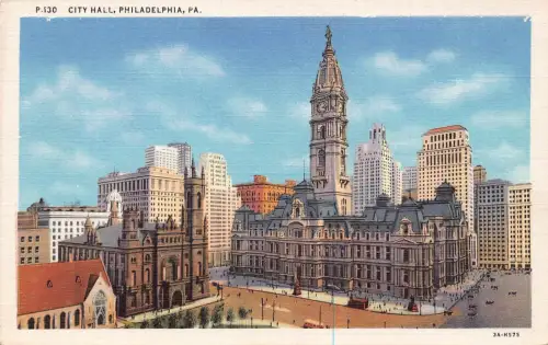 A971 US City Hall Philadelphia Pennsylvania Vintage Postkarte
