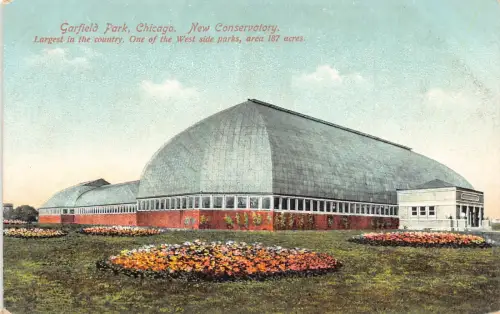 A969 US Garfield Park Chicago New Conservatory Vintage Postkarte