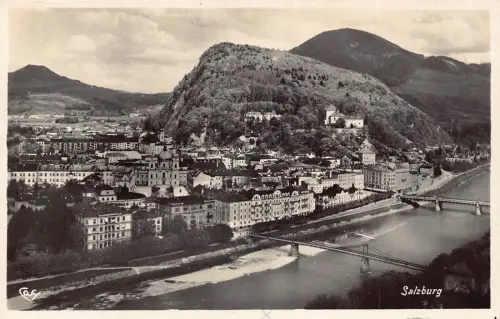 A961 Österreich Stadtblick vom Elektr Lift Salzburg RPPC Vintage Postkarte