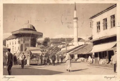 A959 Bosnien und Herzegowina Sarajevo 1932 Bascarsija Straße Postkarte