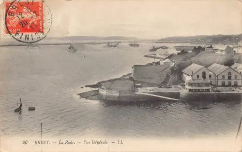 C070 Frankreich Brest La Rade vue generale 1911 Vintage Postkarte