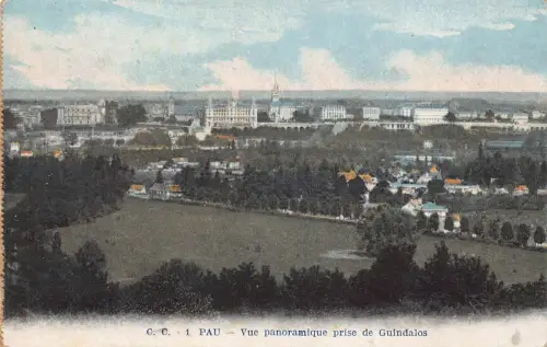C065 Frankreich Pau vue Panoramique prise de Guindalos Vintage Postkarte