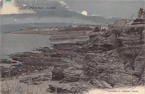 C065 Frankreich Pornic La Nuit La Cote Vintage Postkarte