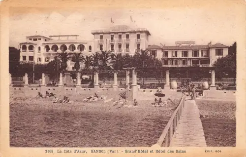 C064 Frankreich La Cote d'Azur Bandol Grand Hotel Hotel des Bains Vintage Postkarte