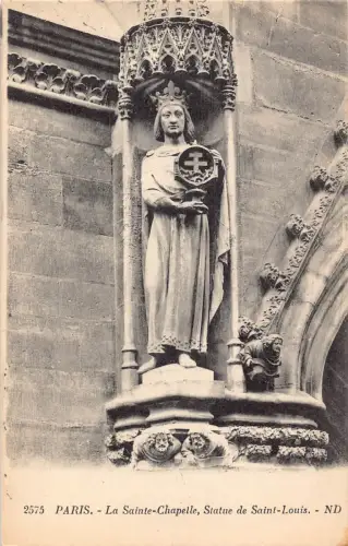 C057 Frankreich Paris La Sainte Chapelle Statue de la Sainte-Louis Vintage Postkarte
