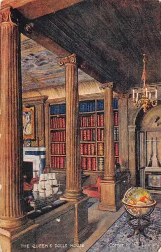 A942 England Queen's Dolls' House Corner of the Library Vintage Postkarte