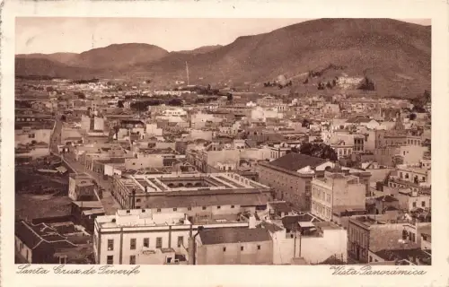 A977 Spanien 1928 Santa Cruz de Tenerife Panorama Vintage Postkarte