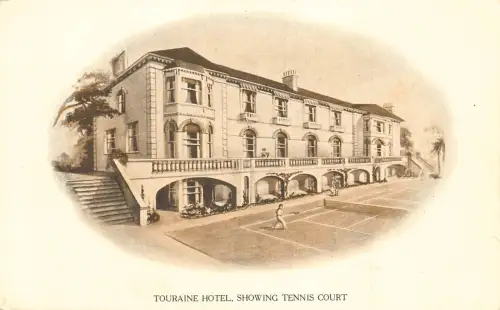 A968 England Torquay Touraine Hotel zeigt Tennisplatz Vintage Postkarte
