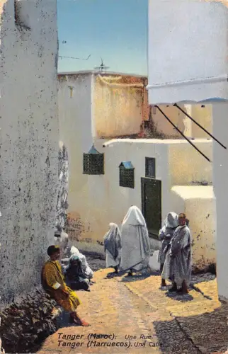A938 Marokko Tanger Une Rue Street Vintage Postkarte