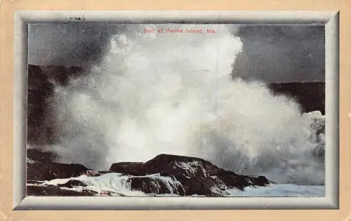 A987 USA 1913 Surf at Peaks Island Maine Passepartout Vintage Postkarte