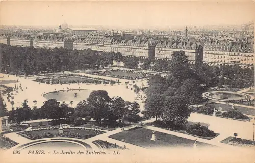 C063 Frankreich Paris Le Jardin des Tuileries Vintage Postkarte