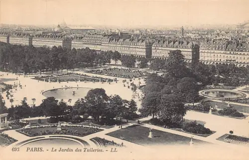C063 Frankreich Paris Le Jardin des Tuileries Vintage Postkarte