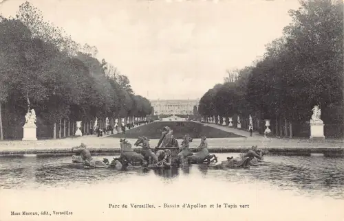 C063 Frankreich Parc de Versailles Bassin d'Apollon et Tapis vert Vintage Postkarte